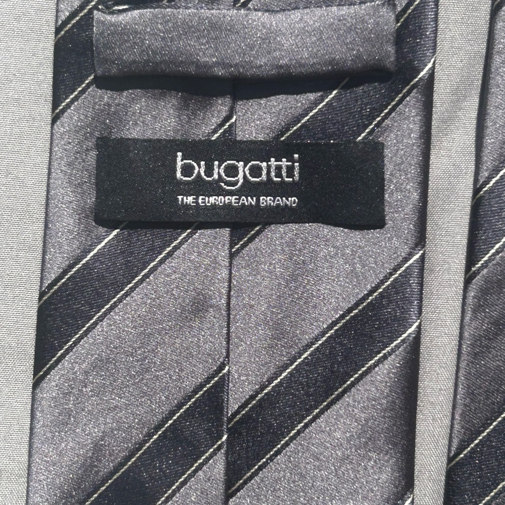 Bugatti Charcoal and Black Diagonal Striped Tie